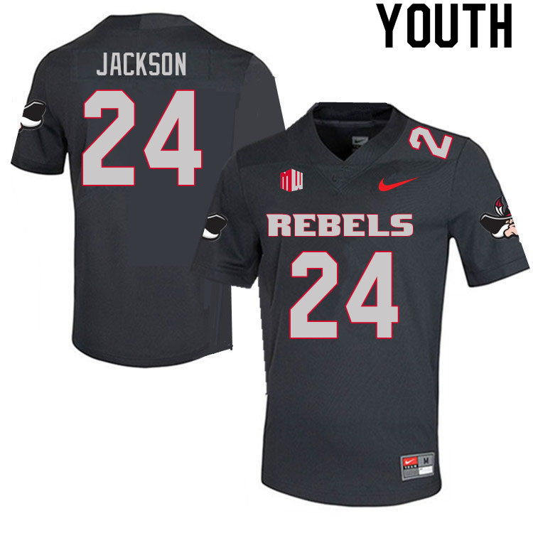 Youth #24 Bryce Jackson UNLV Rebels College Football Jerseys Sale-Charcoal - Click Image to Close